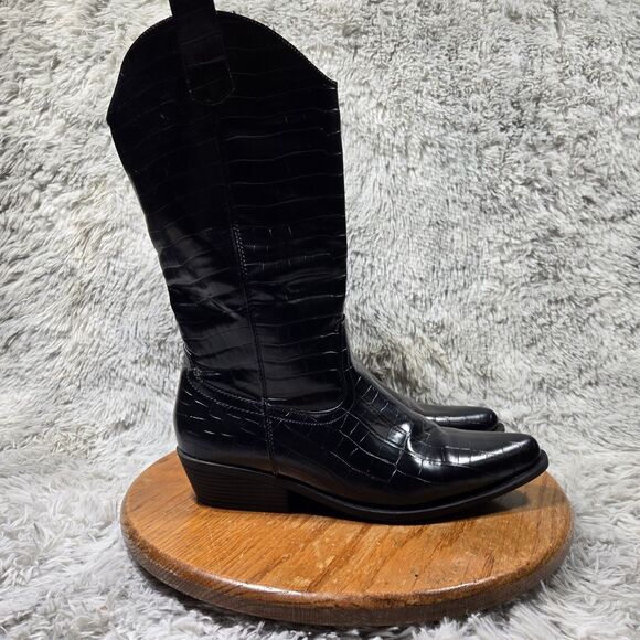 Forever 21 Womens Size 10 Western Style Crocodile Print Mid Calf Pull On Boots - Picture 4 of 9